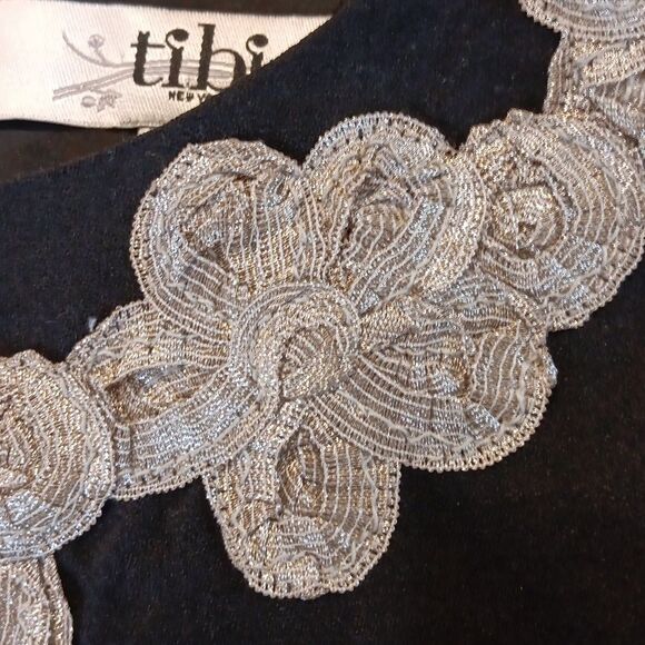 Tibi Black Embellished Dress. Whimsigoth. Embellished. Silk Embroiderey - Picture 13 of 14